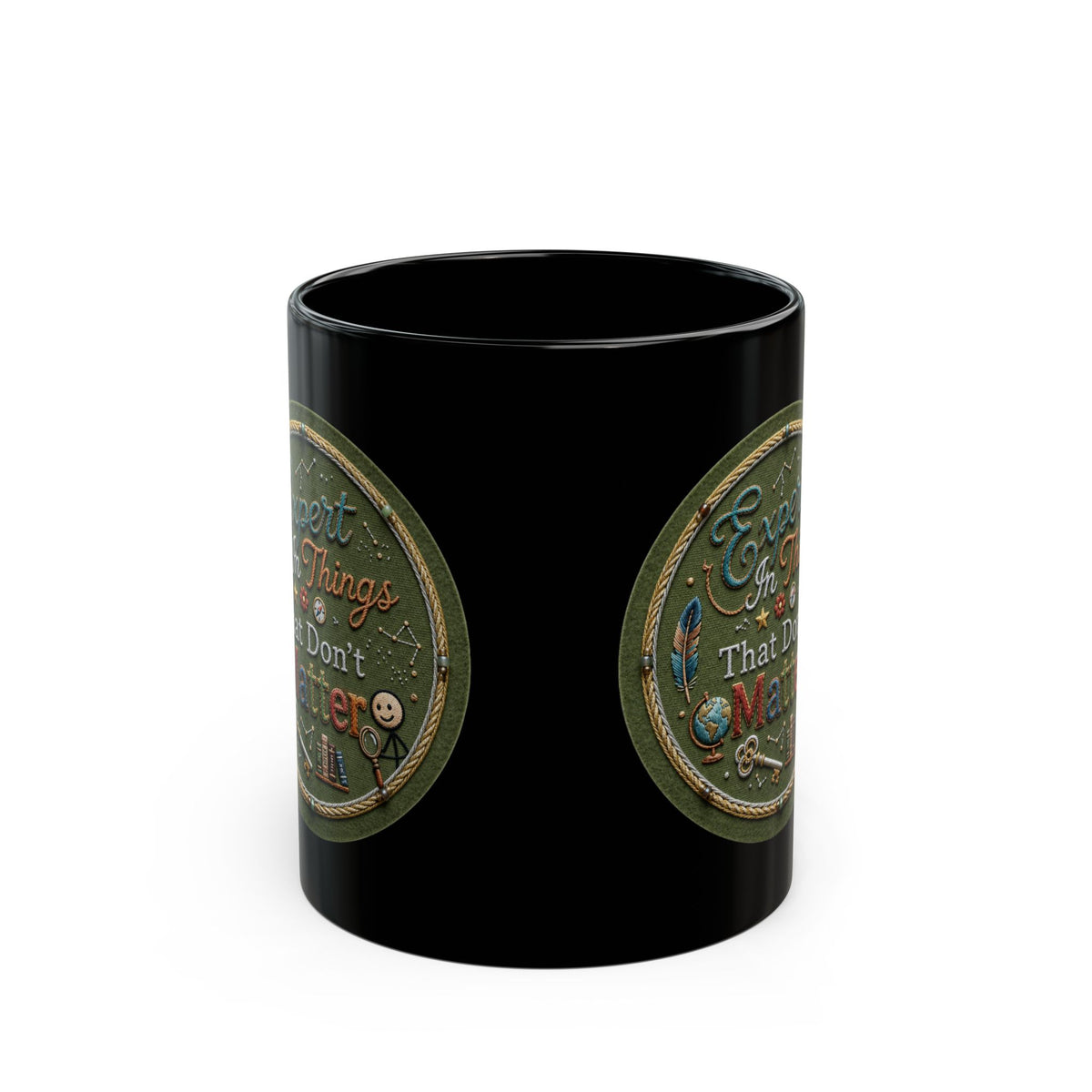 "Expert In Things That Don't Matter" Black Ceramic Mug
