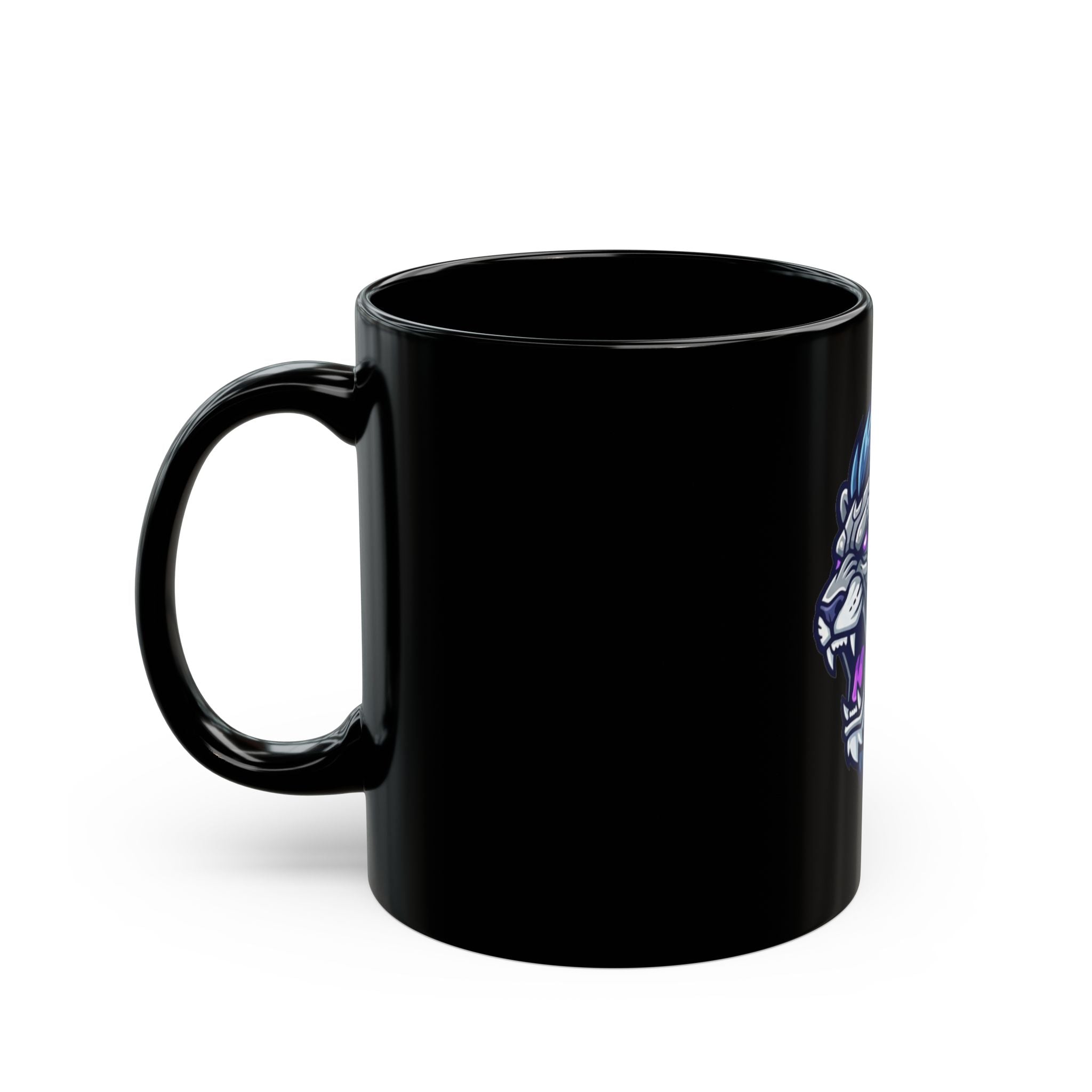 "Cyber Lion" Black Ceramic Mug — Graphic