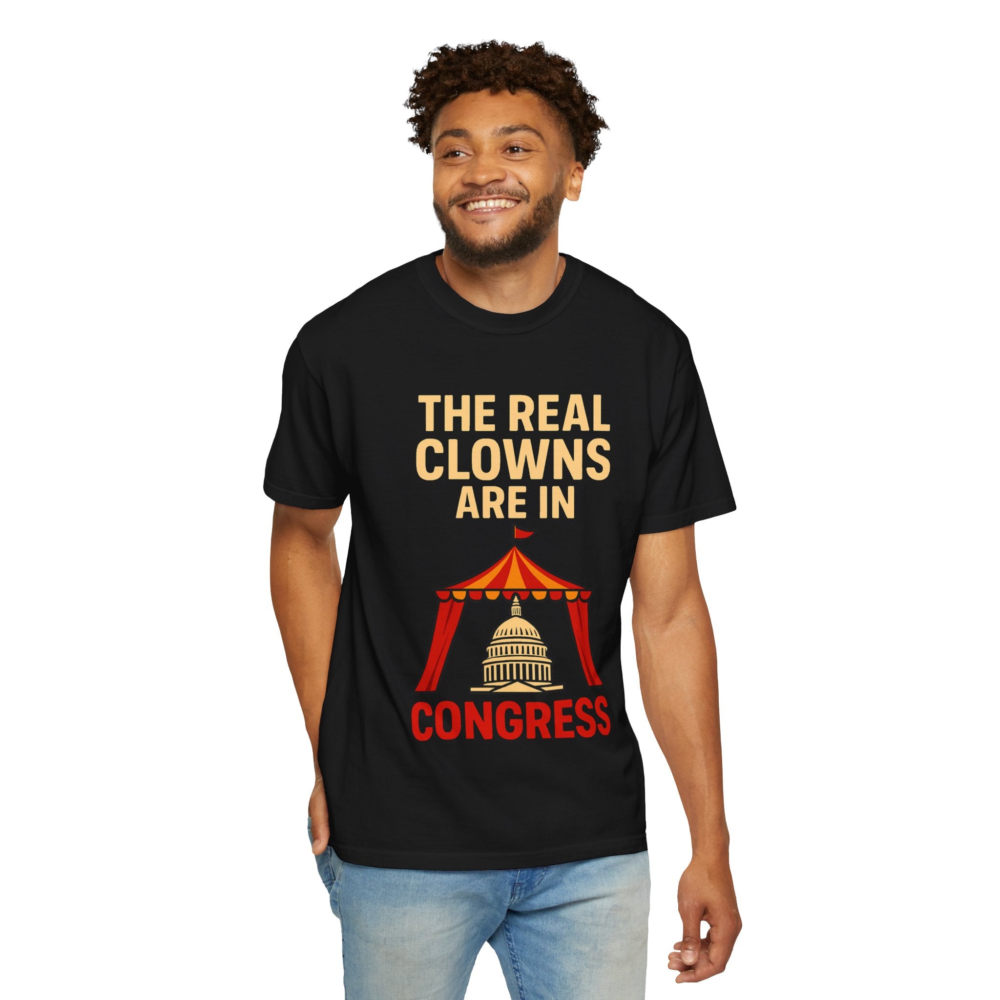 "The Real Clowns Are In Congress" Unisex Garment-Dyed T-shirt