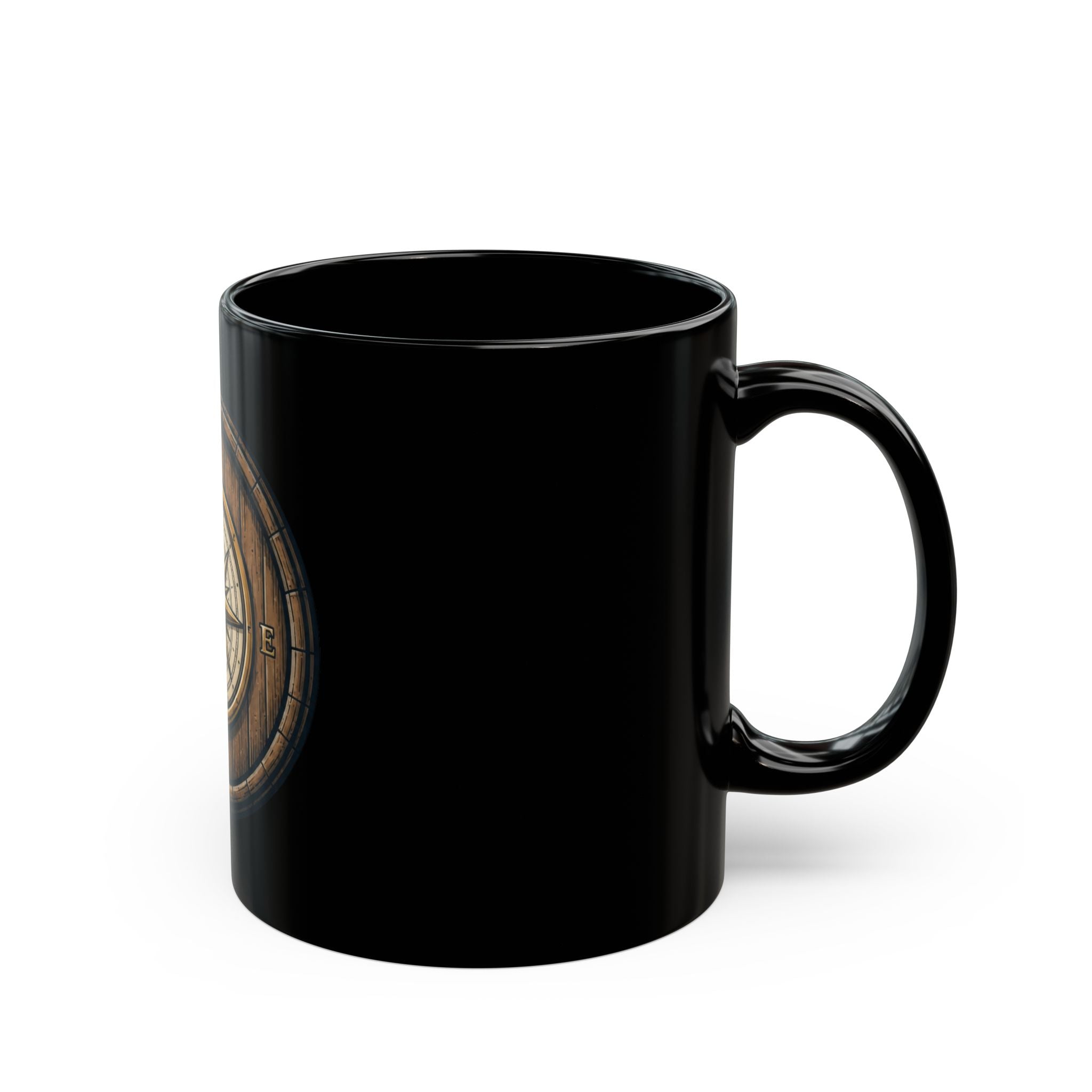 "Barrel & Compass Brewing" Black Ceramic Mug — Graphic