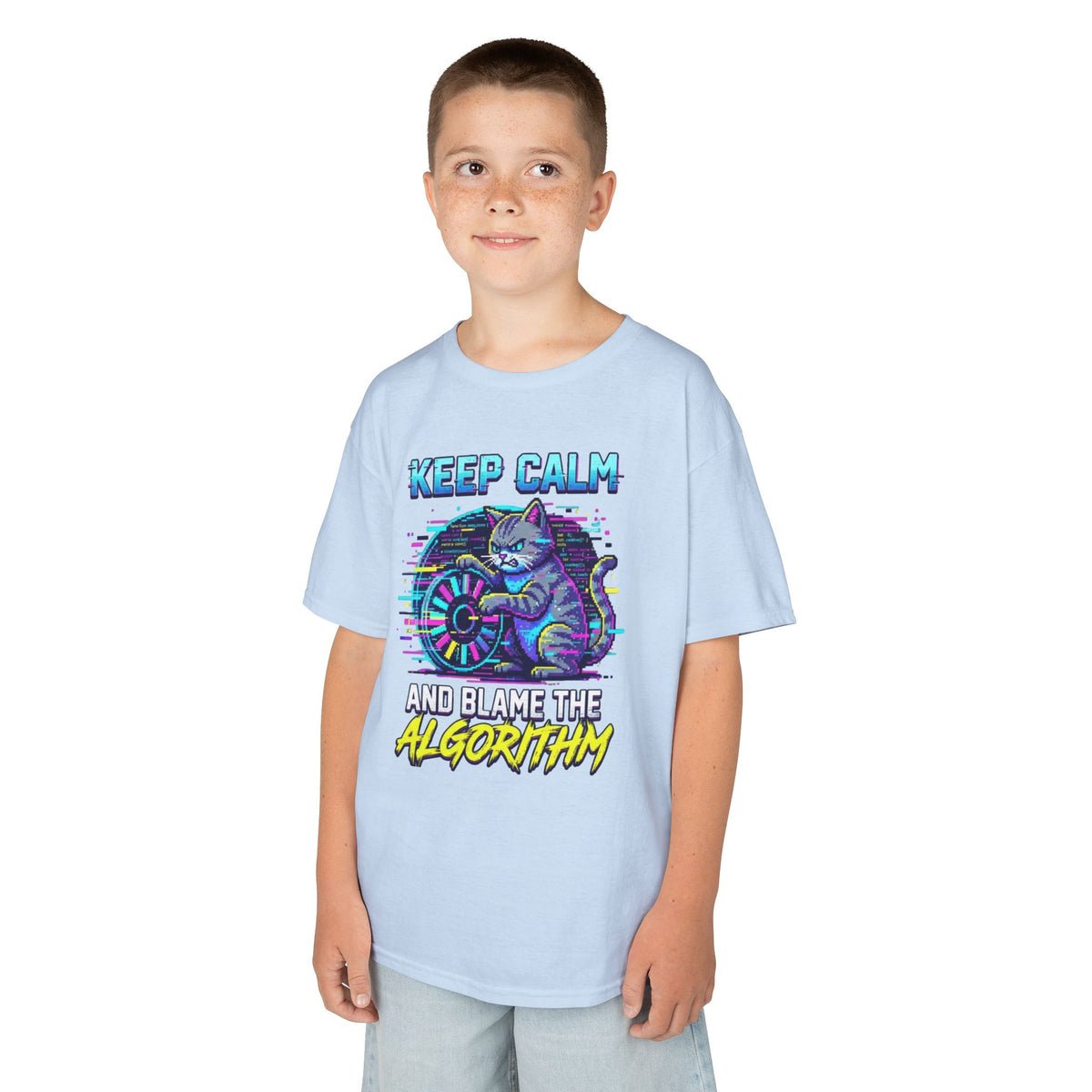 Color: Light Blue | Keep Calm And Blame The Algorithm Kids Tee