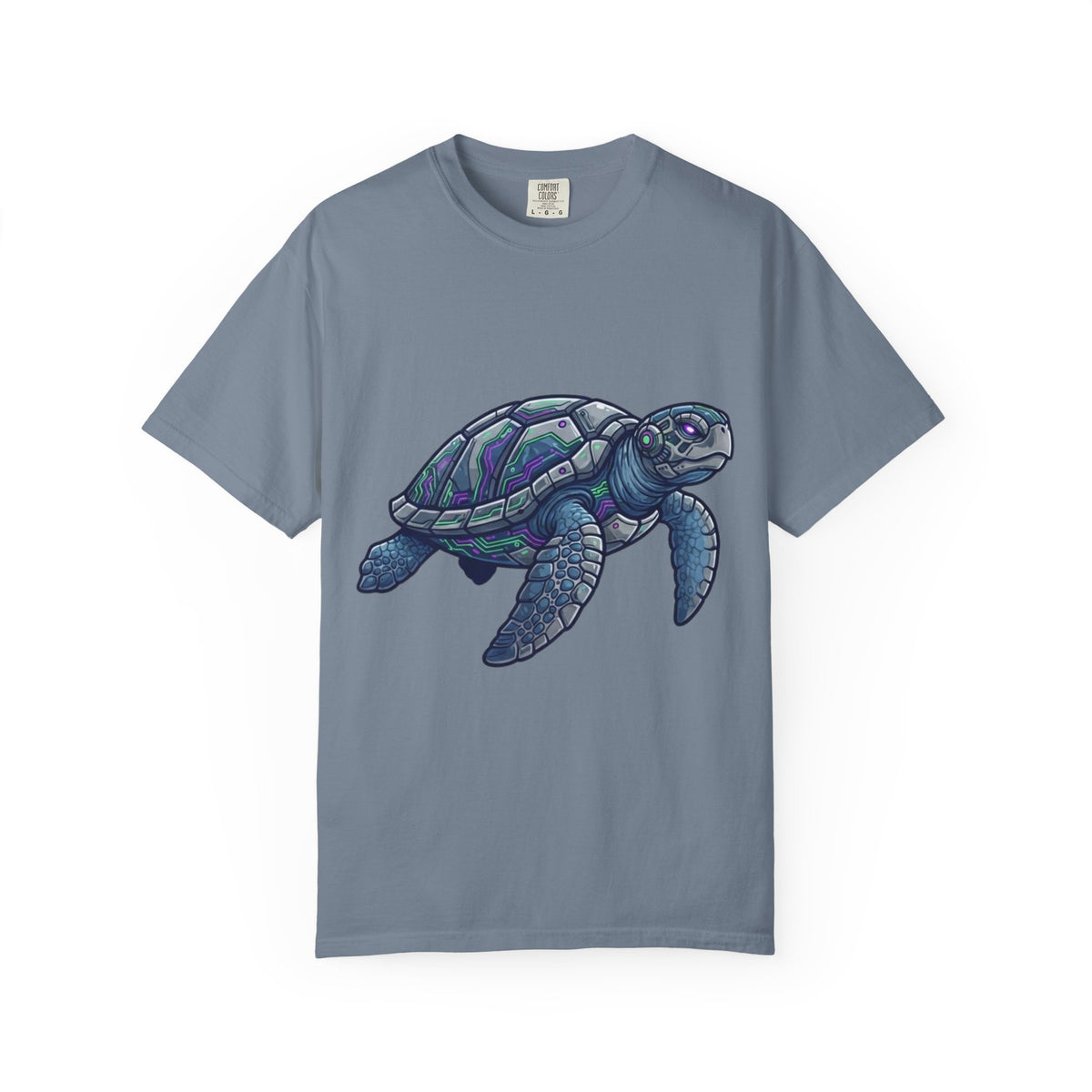 Color: Blue Jean | Cyber Turtle Unisex Garment-Dyed Tee