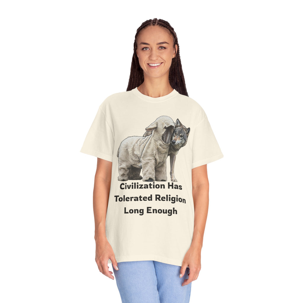 "Civilization Tolerated Religion" Unisex Garment-Dyed Tee