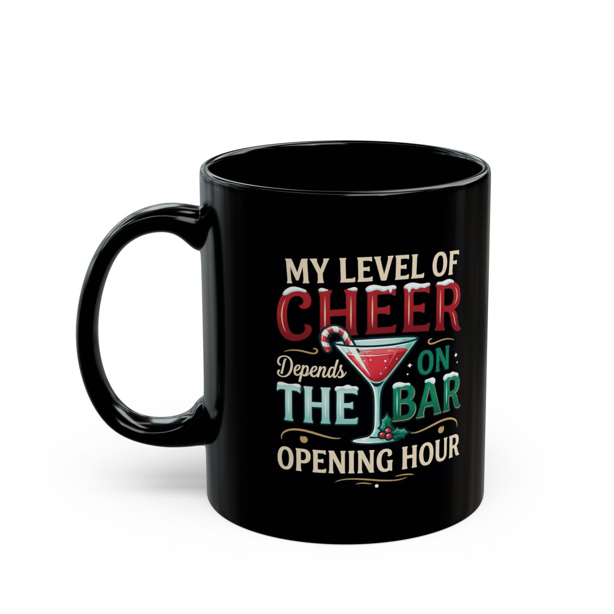 "Christmas Cheer" Black Ceramic Mug