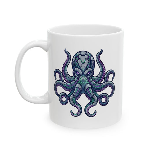 "Cyber Octopus" White Ceramic Mug