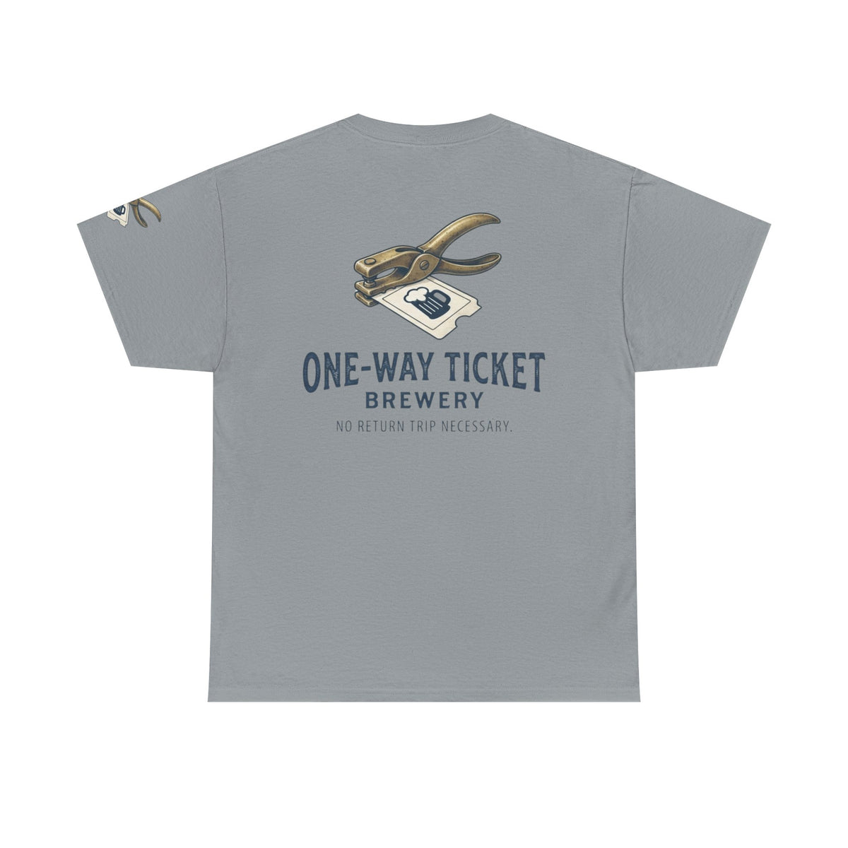 Color: Gravel | One-Way Ticket Brewery Premium Graphic Tee