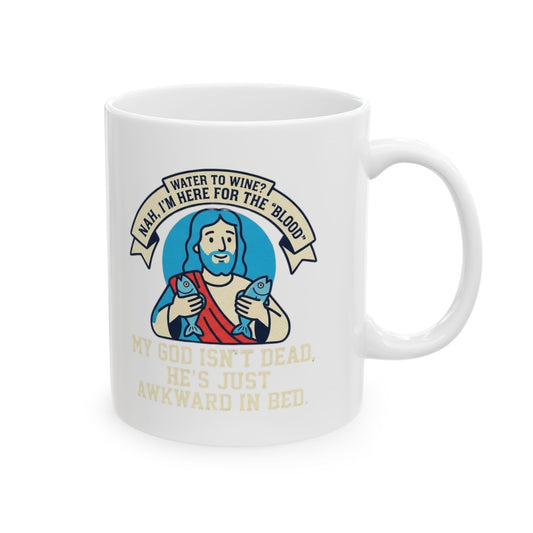 "Good Book Series Not Dead Awkward In Bed" White Ceramic Mug