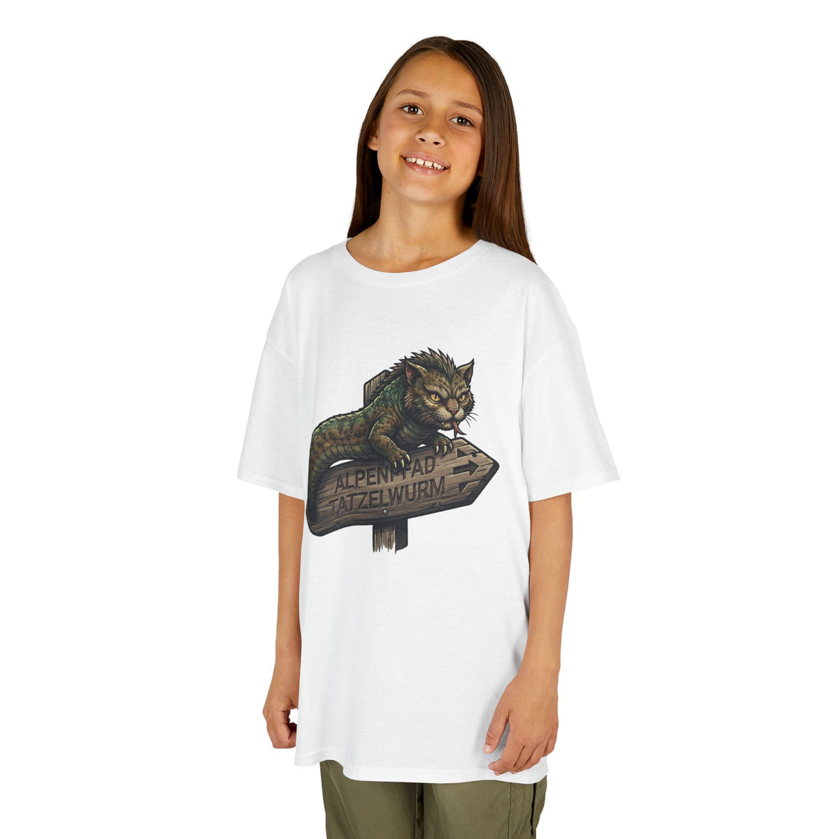 Color: White | Tatzelwurm (Alpine Europe) Kids Tee