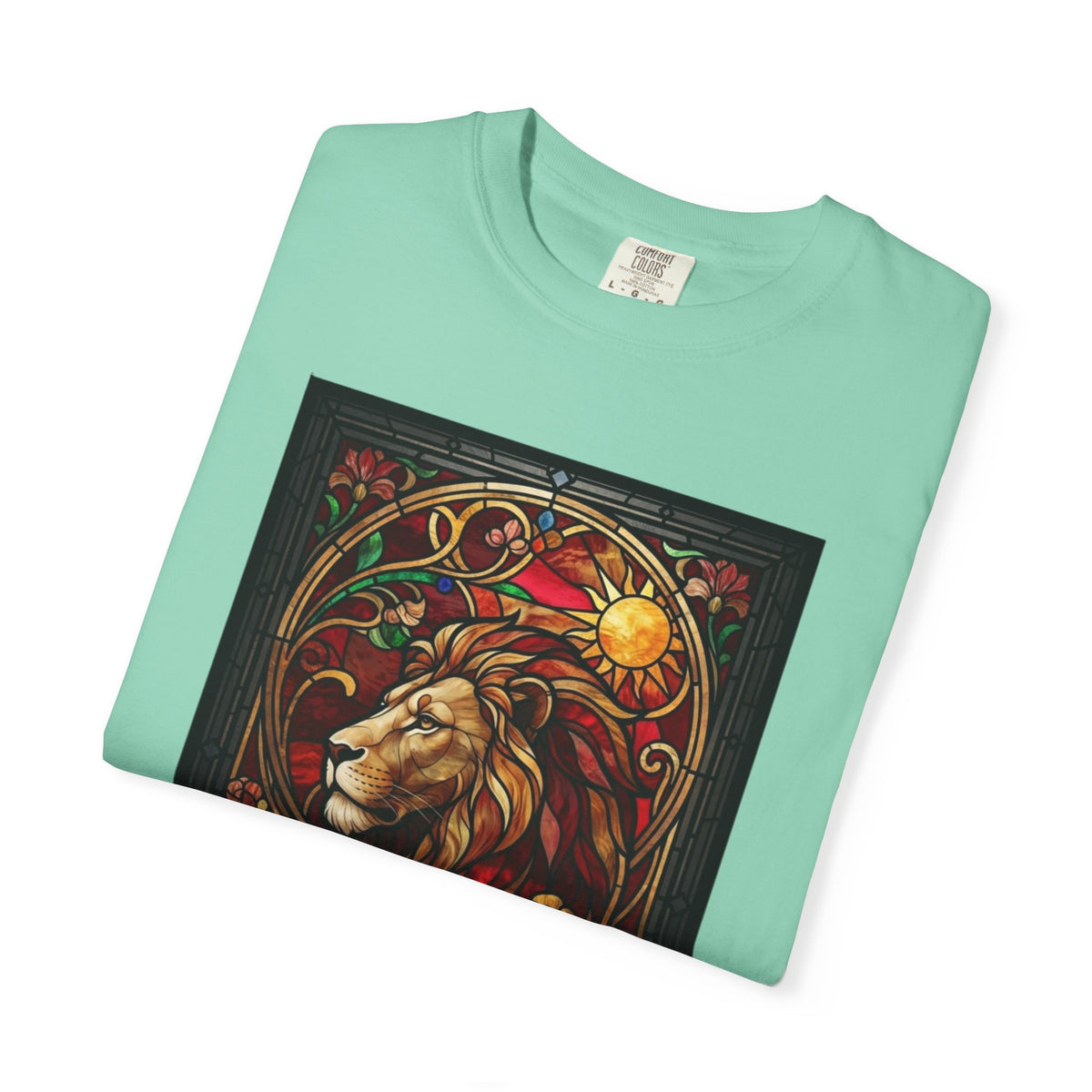 "Stained Glass Sign LEO" Unisex Garment-Dyed Tee