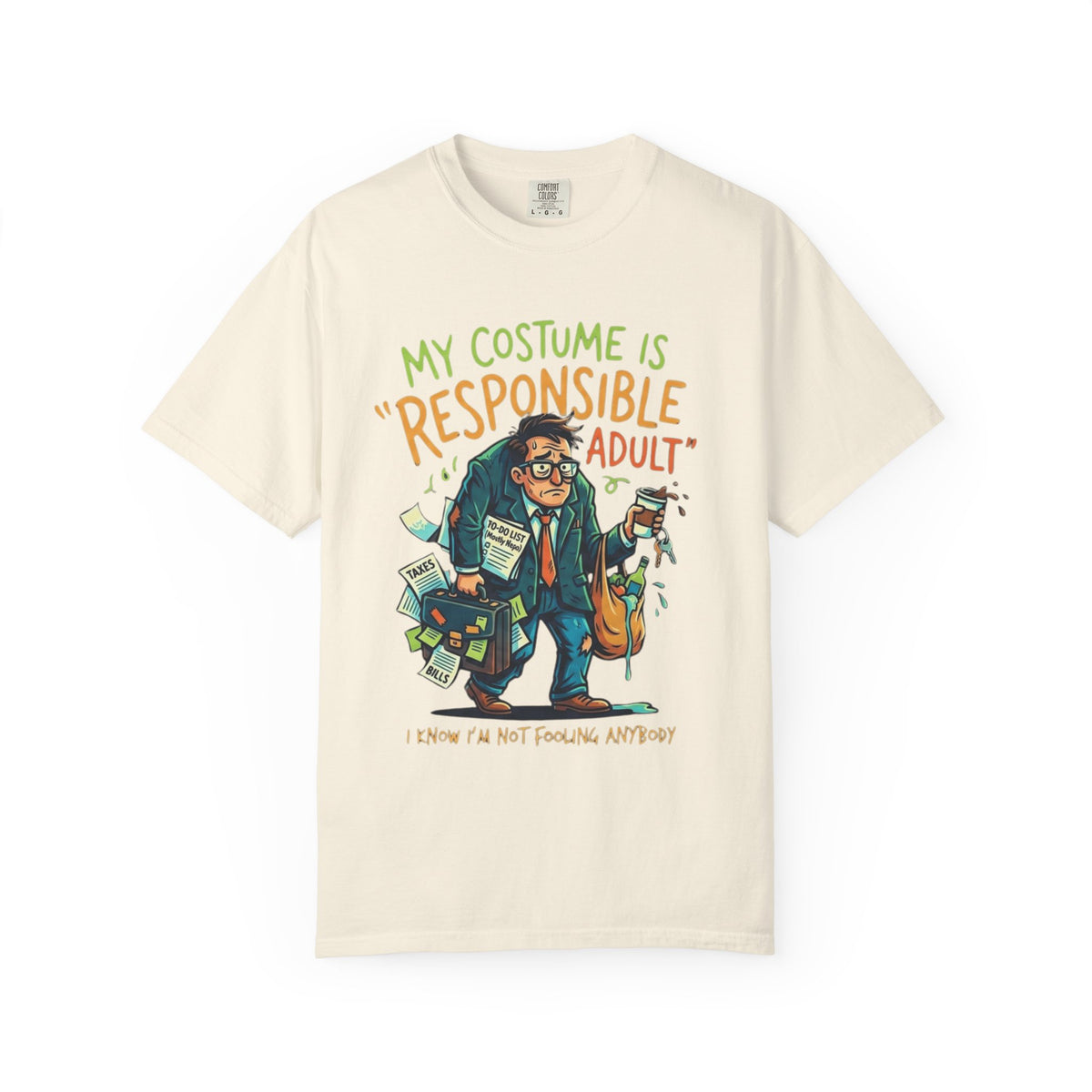 Color: Ivory | Responsible Adult Costume Unisex Garment-Dyed Tee