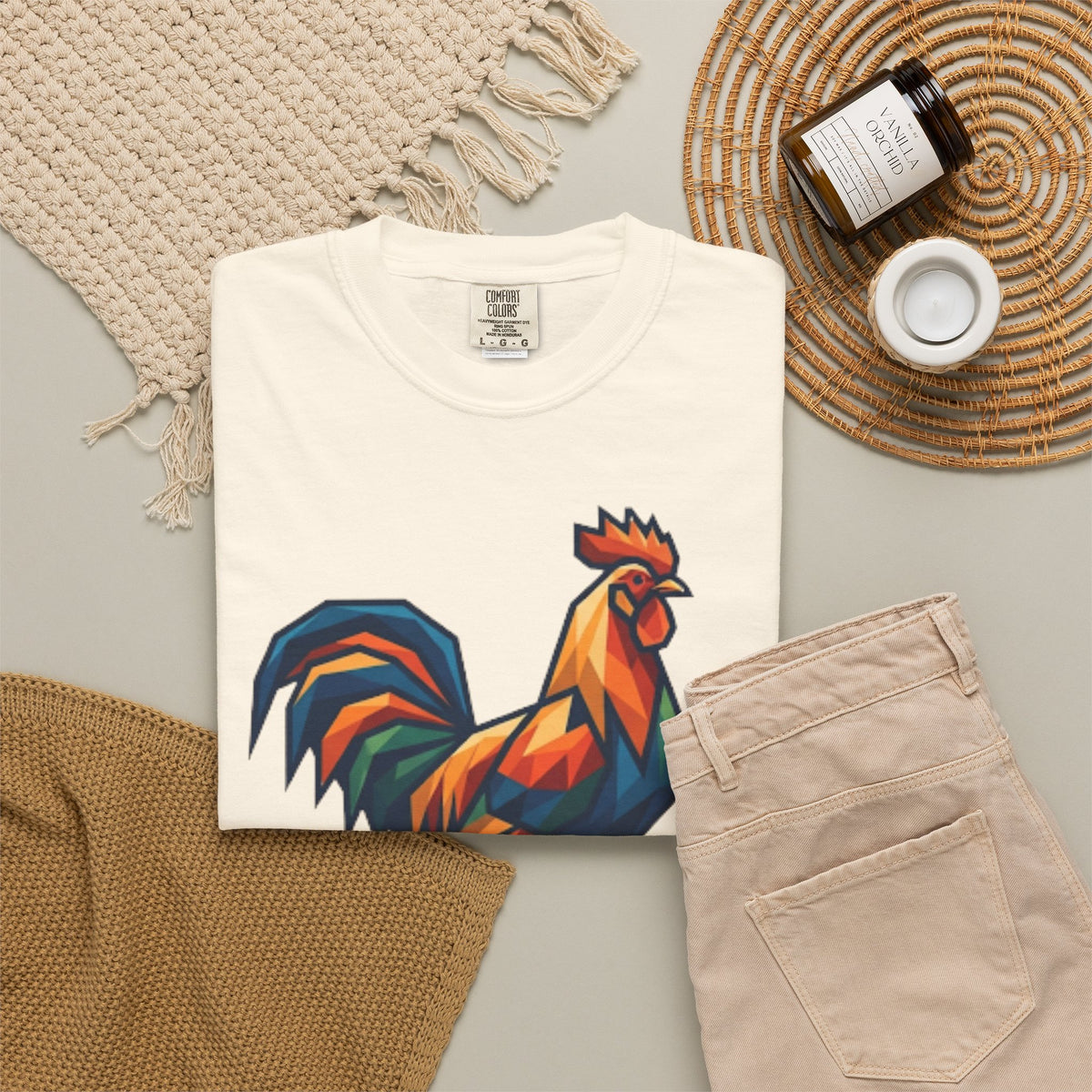 "Barnyard Rooster" Unisex Garment-Dyed Tee