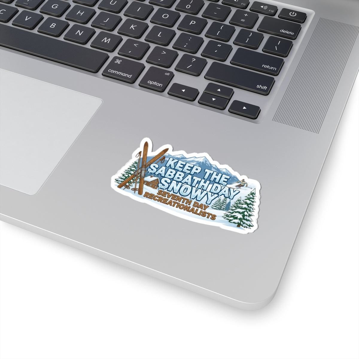 Ski Sabbath: My Church Has Powder | Kiss-Cut Sticker — AttitudeShirts