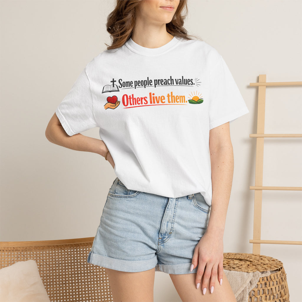 "Actions Over Sermons" Unisex Garment-Dyed T-shirt