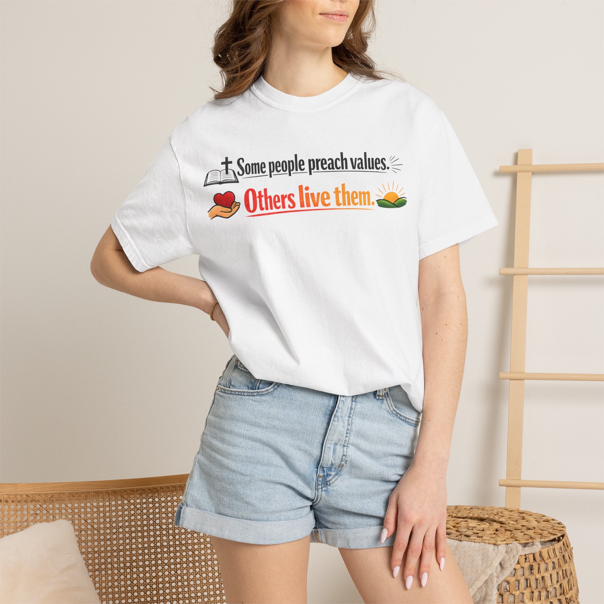 "Actions Over Sermons" Unisex Garment-Dyed T-shirt
