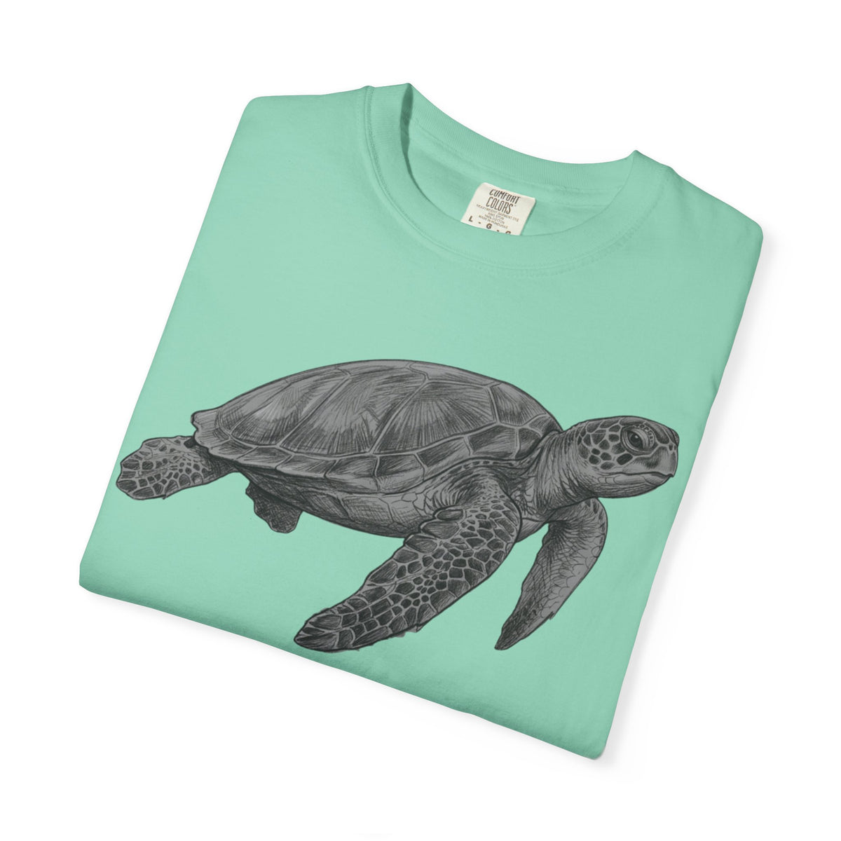 "Pencil Sketch Art Sea Turtle" Unisex Garment-Dyed Tee