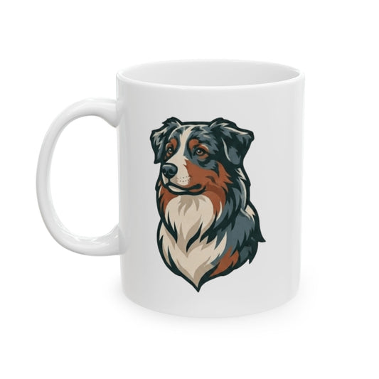 "Australian Sheperd" White Ceramic Mug — Graphic