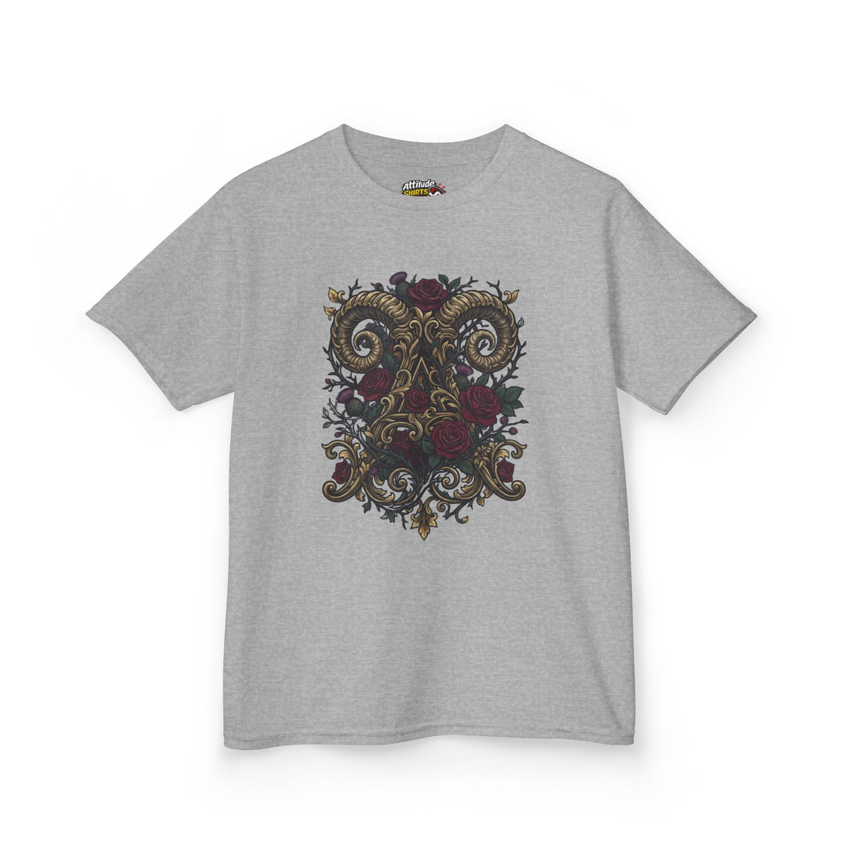 Color: Sport Grey | Floral Monogram Aries Kids Tee