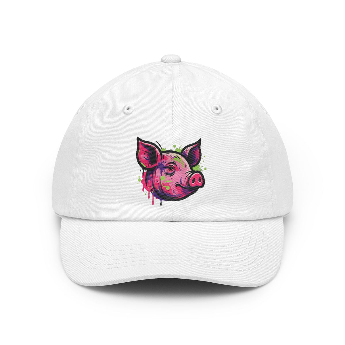 Color: White | Barnyard Pig Dad Hat — Graphic