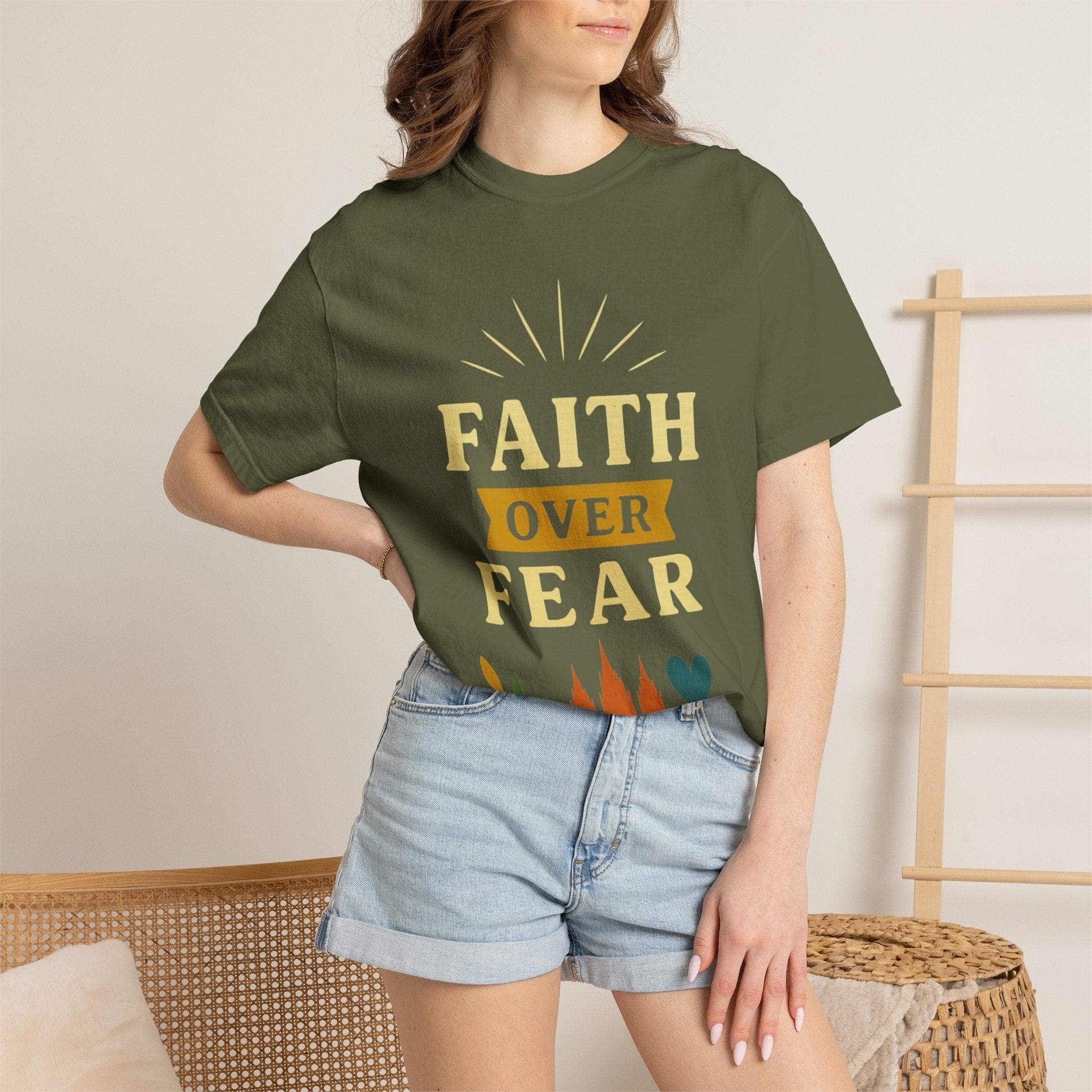 “Faith Over Fear” Unisex Garment-Dyed T-shirt