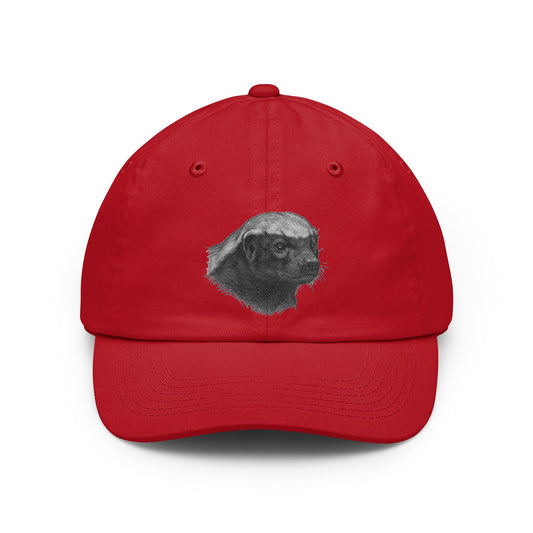 Color: Red | Pencil Sketch Art Honey Badger Dad Hat — Graphic