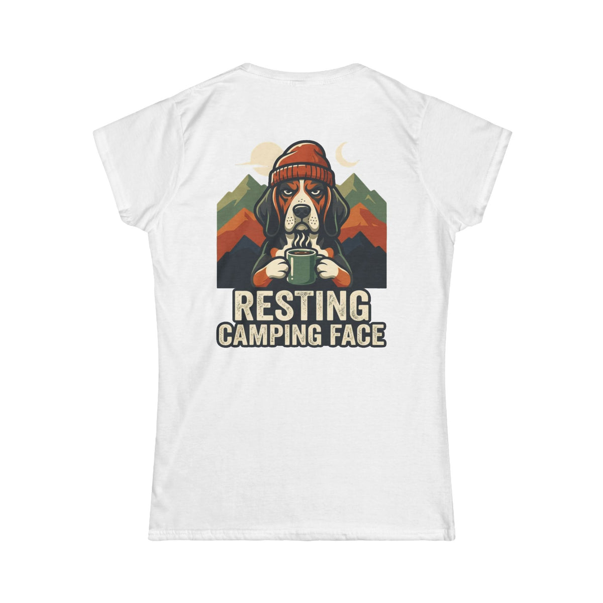 Color: White | Resting Camping Face Women's Tee