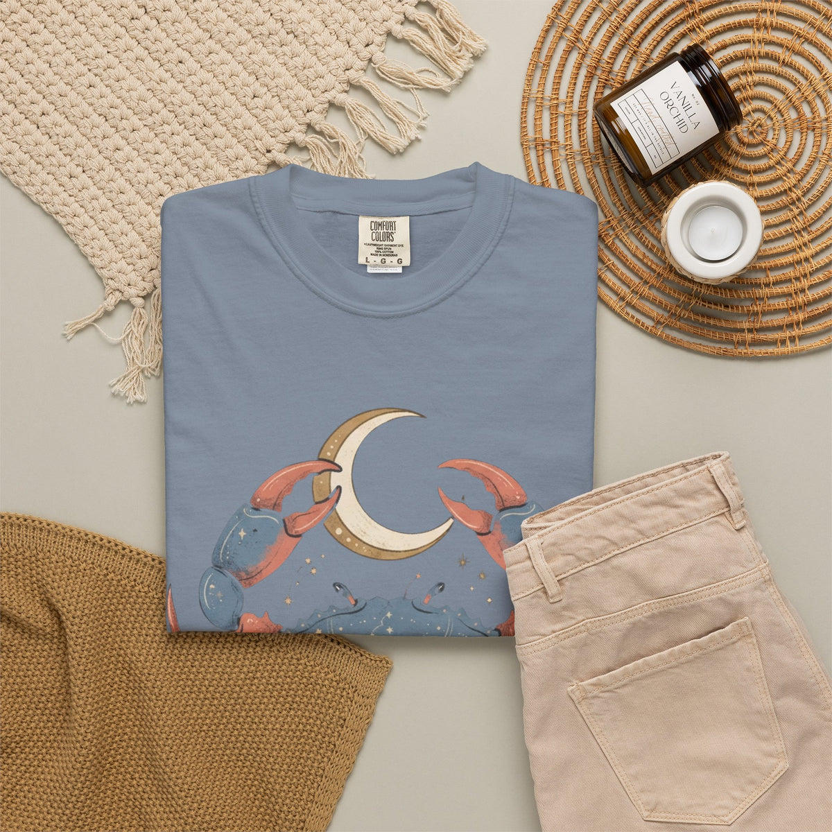 "Cancer The Moon Child Crab" Unisex Garment-Dyed Tee