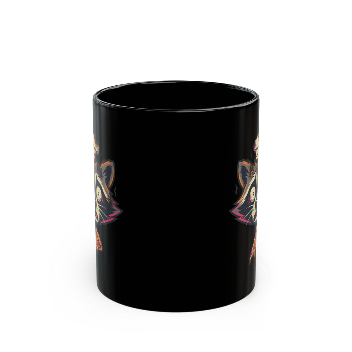 "Frozen Pizza in a Hot Oven" Black Ceramic Mug — Graphic