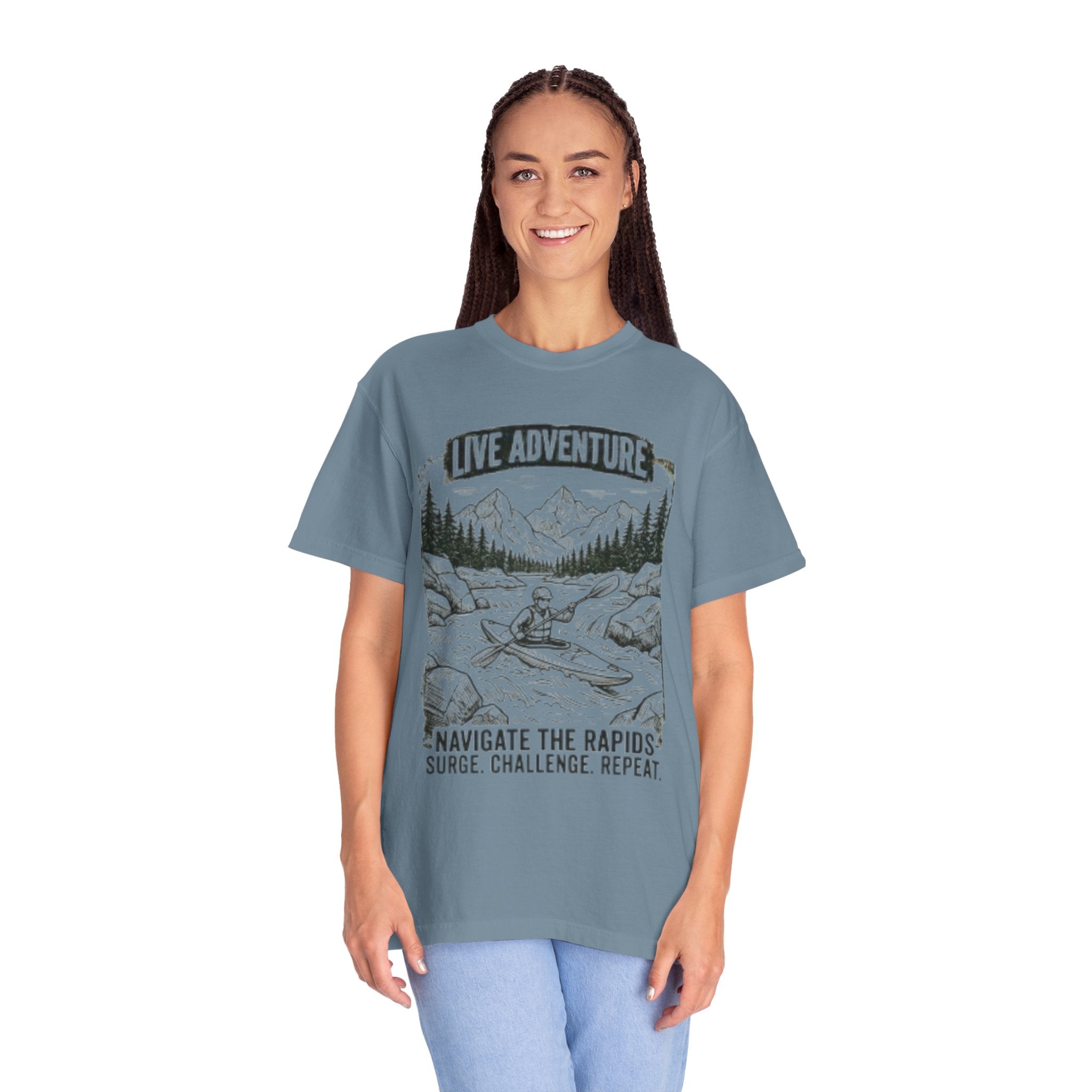 "Live Adventure - Kayak" Unisex Garment-Dyed Tee