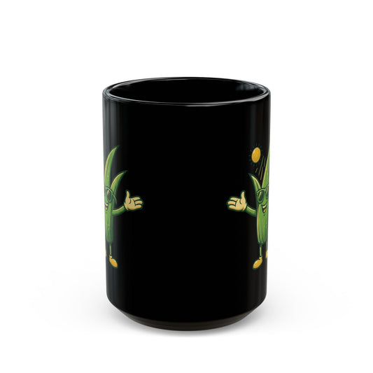 "If You're Grass You're Very Happy" Black Ceramic Mug — Graphic