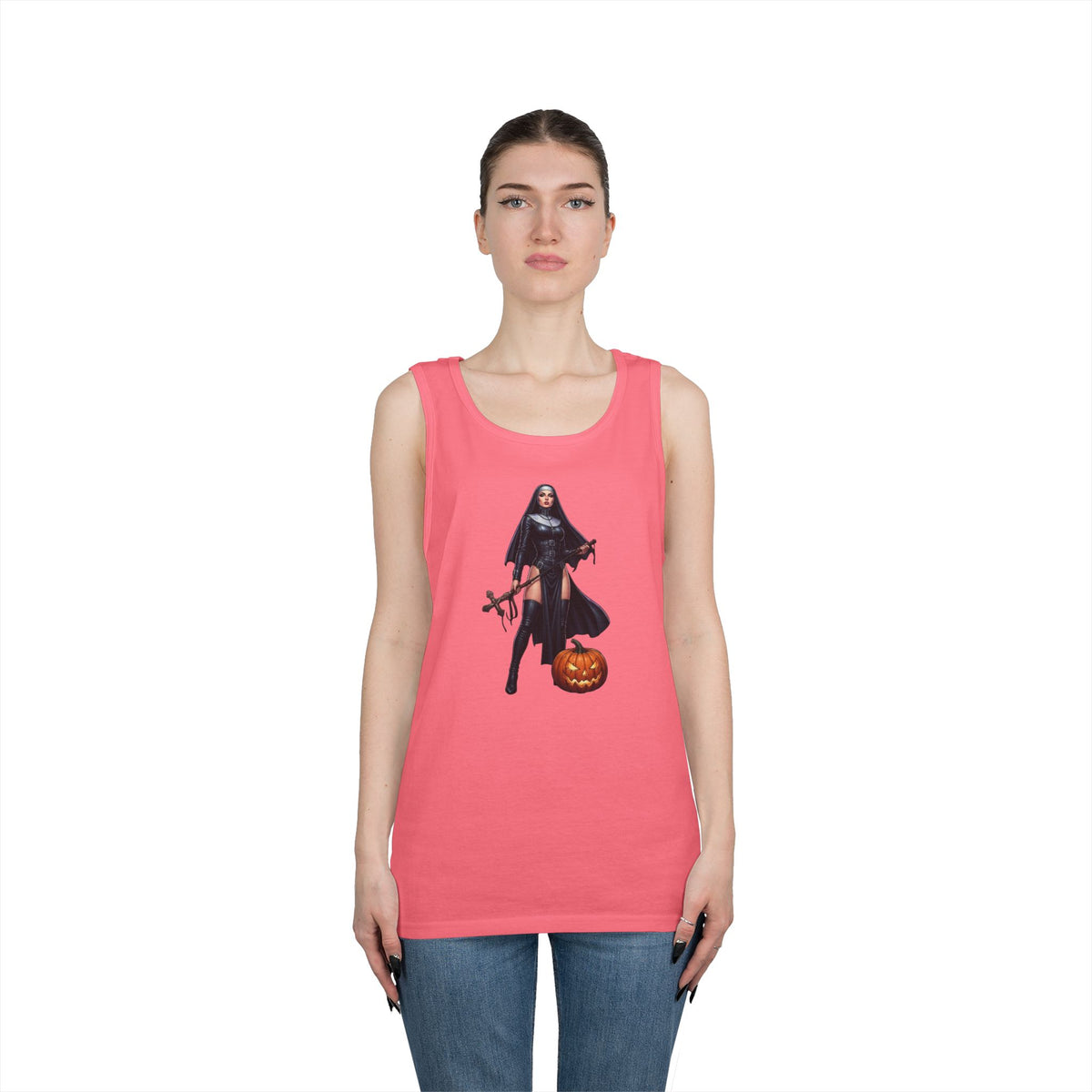 Color: Safety Pink | Sexy Halloween Nun Tank Top