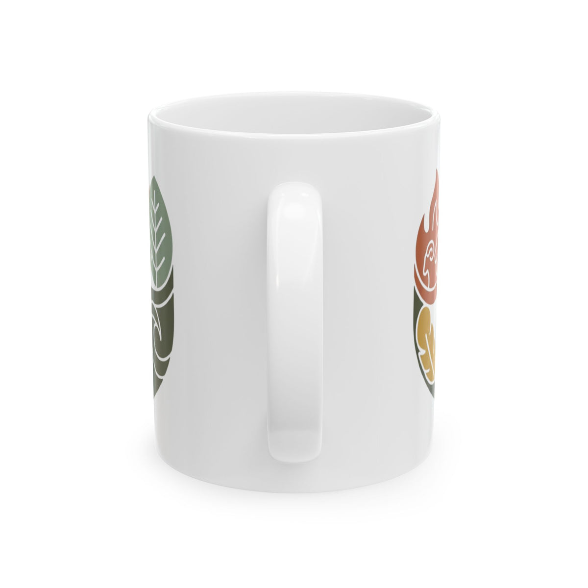 "Four Elements- Fire, Earth, Air, Water" White Ceramic Mug — Graphic
