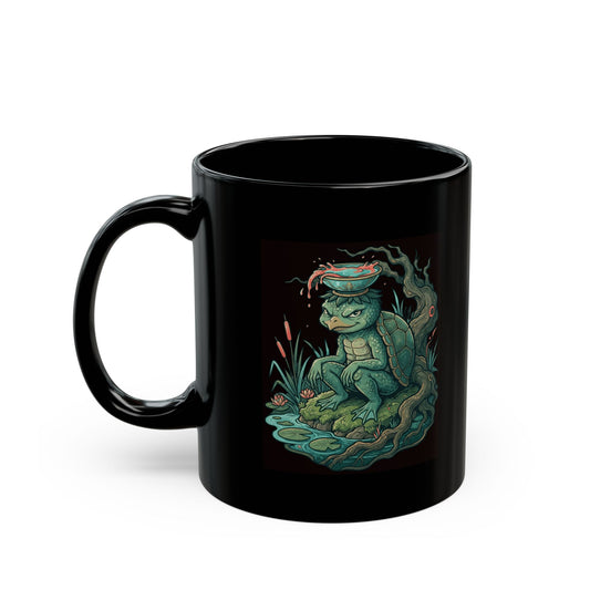 "Kappa (Japanese Folklore)" Black Ceramic Mug