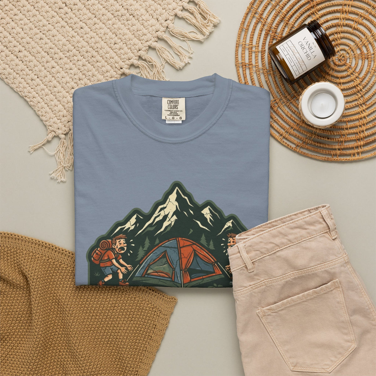 Pitching A Tent Is My Only Cardio Unisex Garment-Dyed Tee