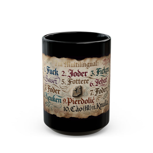 "Multilingual" Black Ceramic Mug