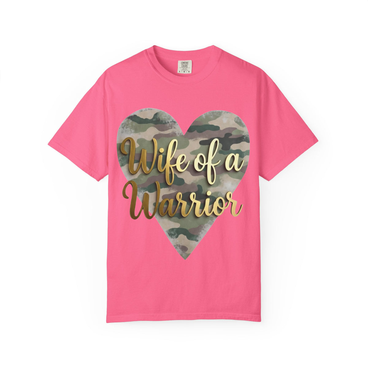 Color: Crunchberry | Wife of a Warrior Unisex Garment-Dyed T-shirt