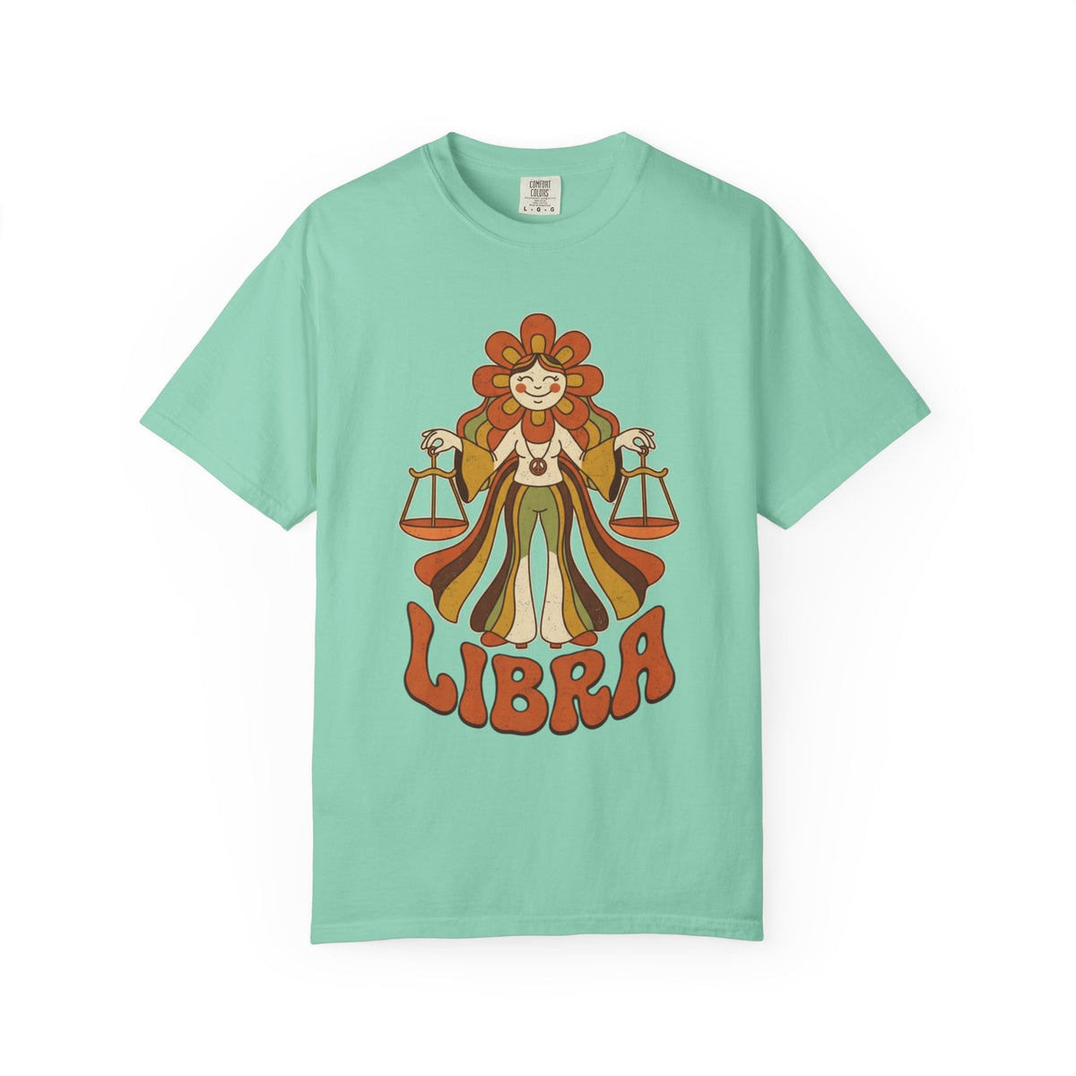 "Retro Mascot Groovy Libra" Unisex Garment-Dyed Tee