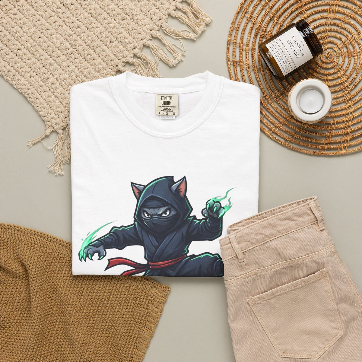 "Ninja Cat Credible" Unisex Garment-Dyed Tee