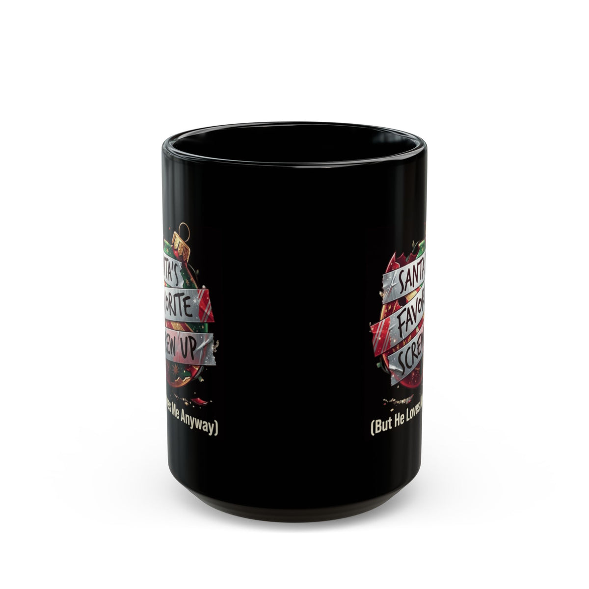 "Santa's Favorite Screw Up" Black Ceramic Mug