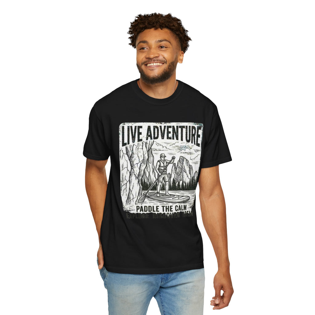 "Live Adventure - Paddle Board" Unisex Garment-Dyed Tee