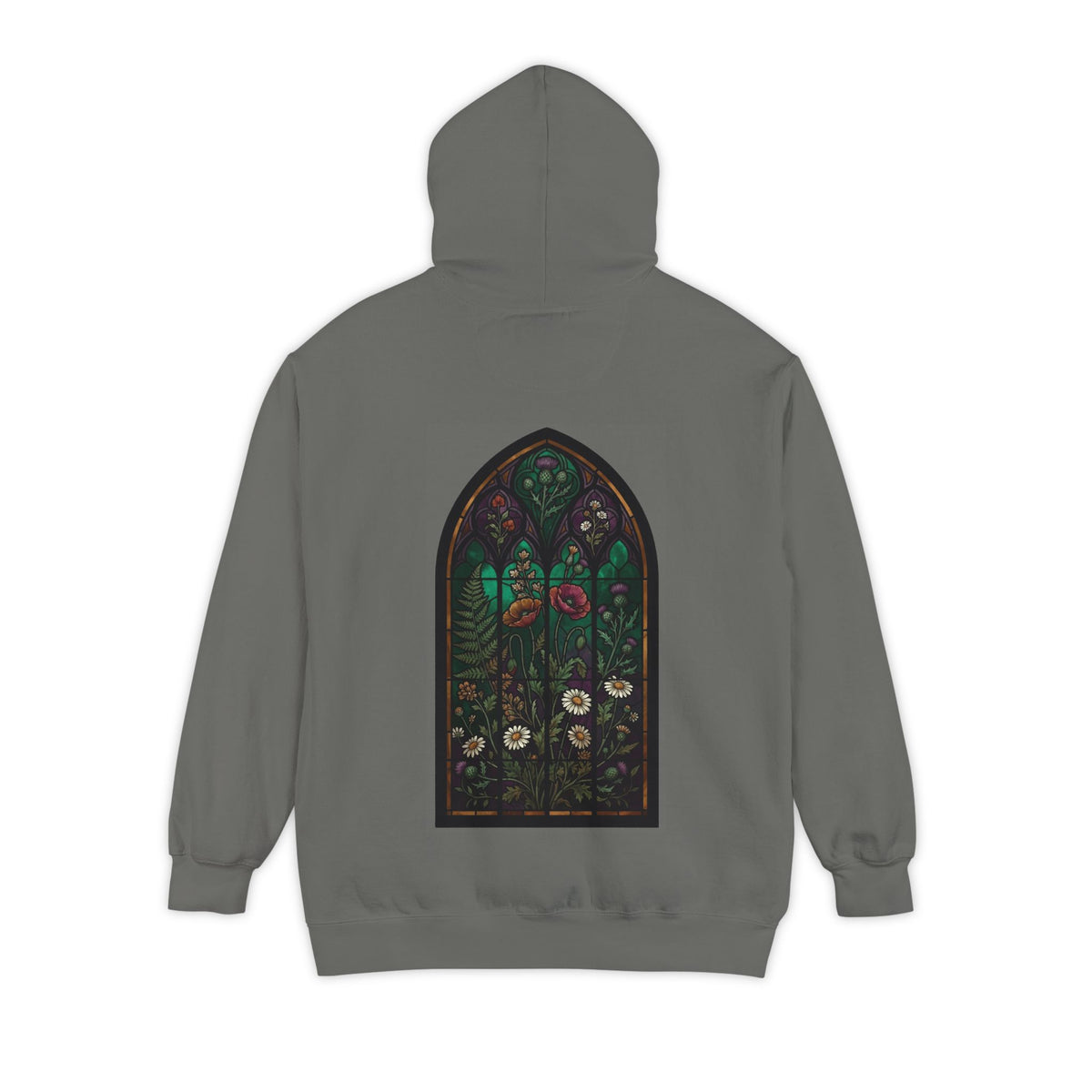 Color: Grey | Stained Glass Floral Garment-Dyed Hoodie