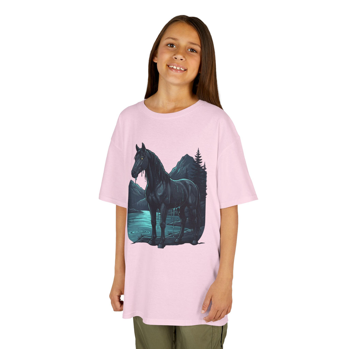 Color: Light Pink | Kelpie (Scottish Folklore) Kids Tee