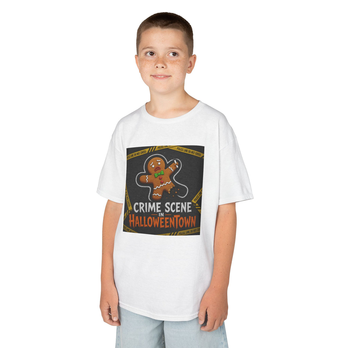 Color: White | Crime Scene in Halloweentown Kids Tee