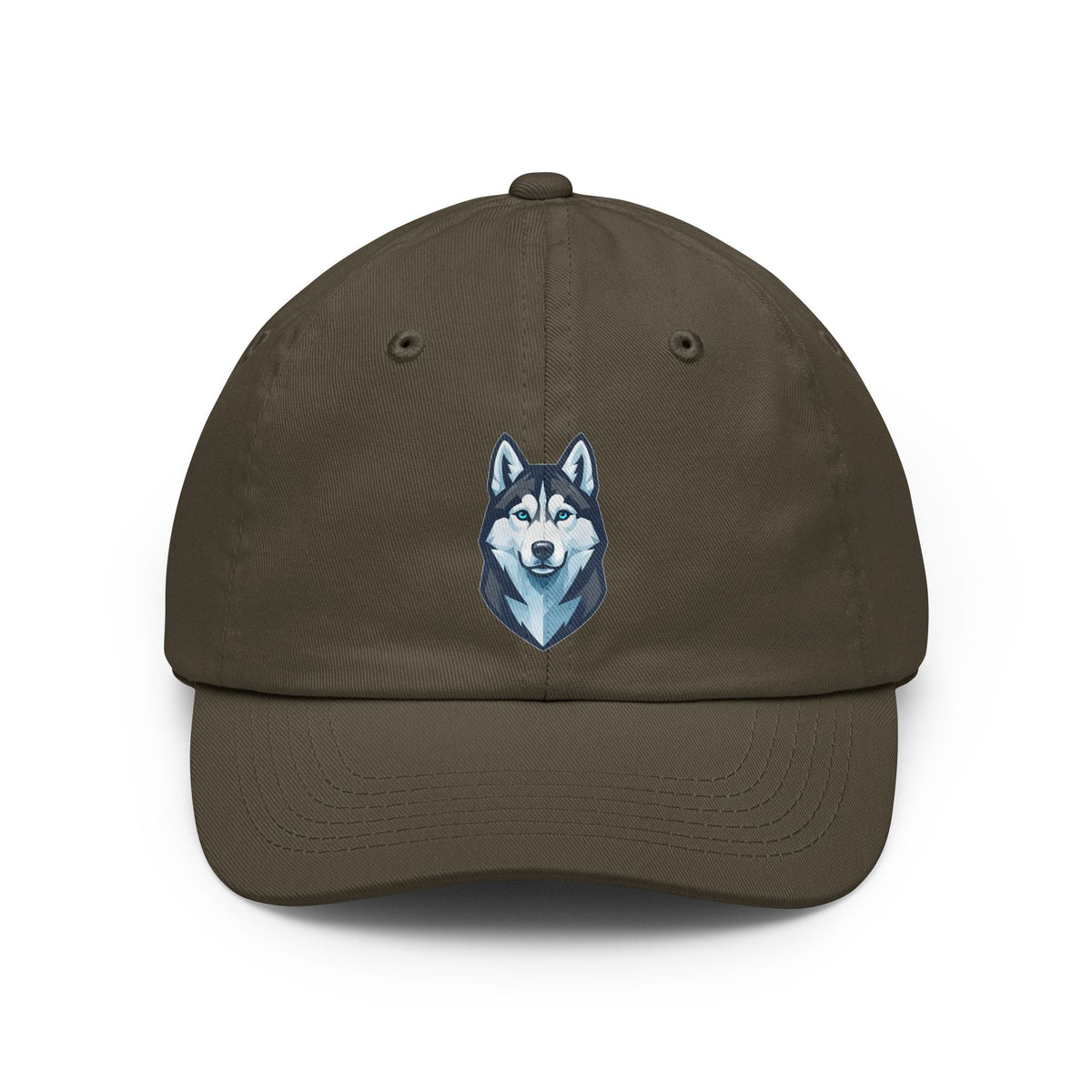 Color: Olive | Siberian Husky Loyal & Free Dad Hat — Graphic
