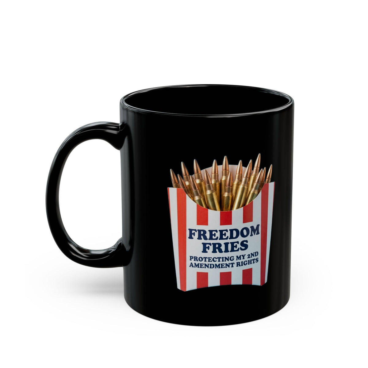 "Freedom Fries" Black Ceramic Mug — Graphic