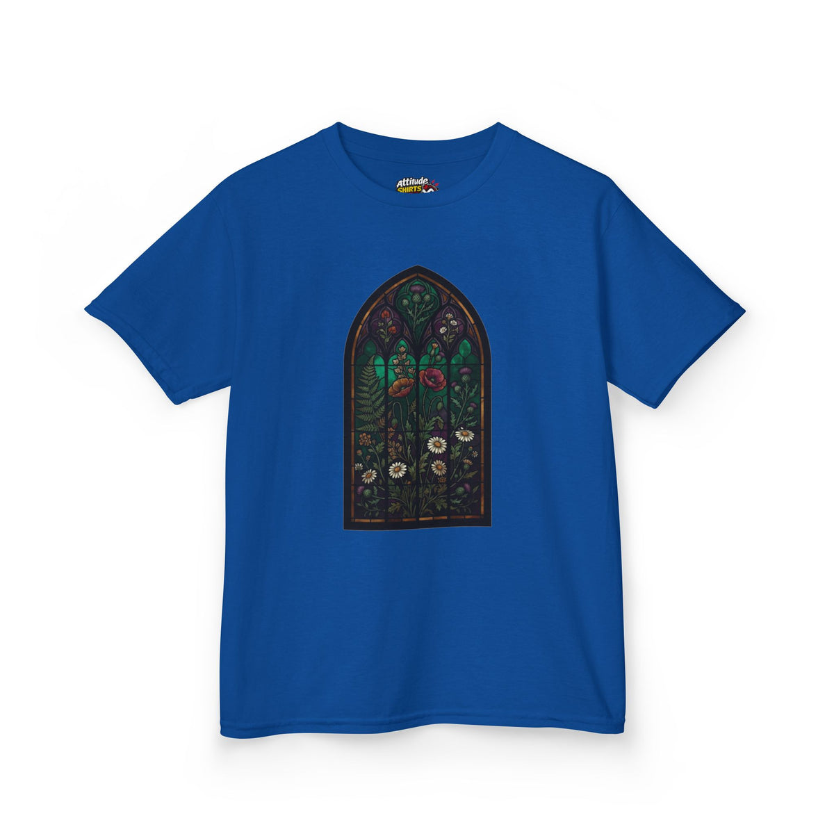 Color: Royal | Stained Glass Floral Kids Tee