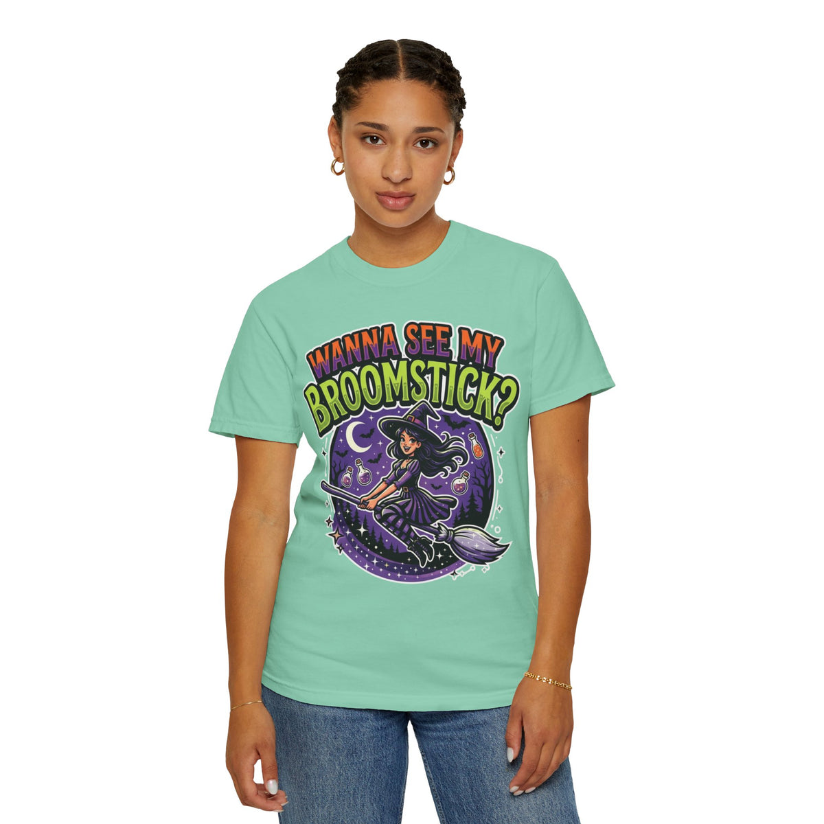 Color: Island Reef | Wanna See My Broomstick Unisex Garment-Dyed Tee