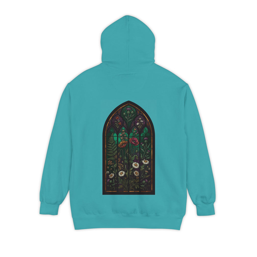 "Stained Glass Floral" Garment-Dyed Hoodie