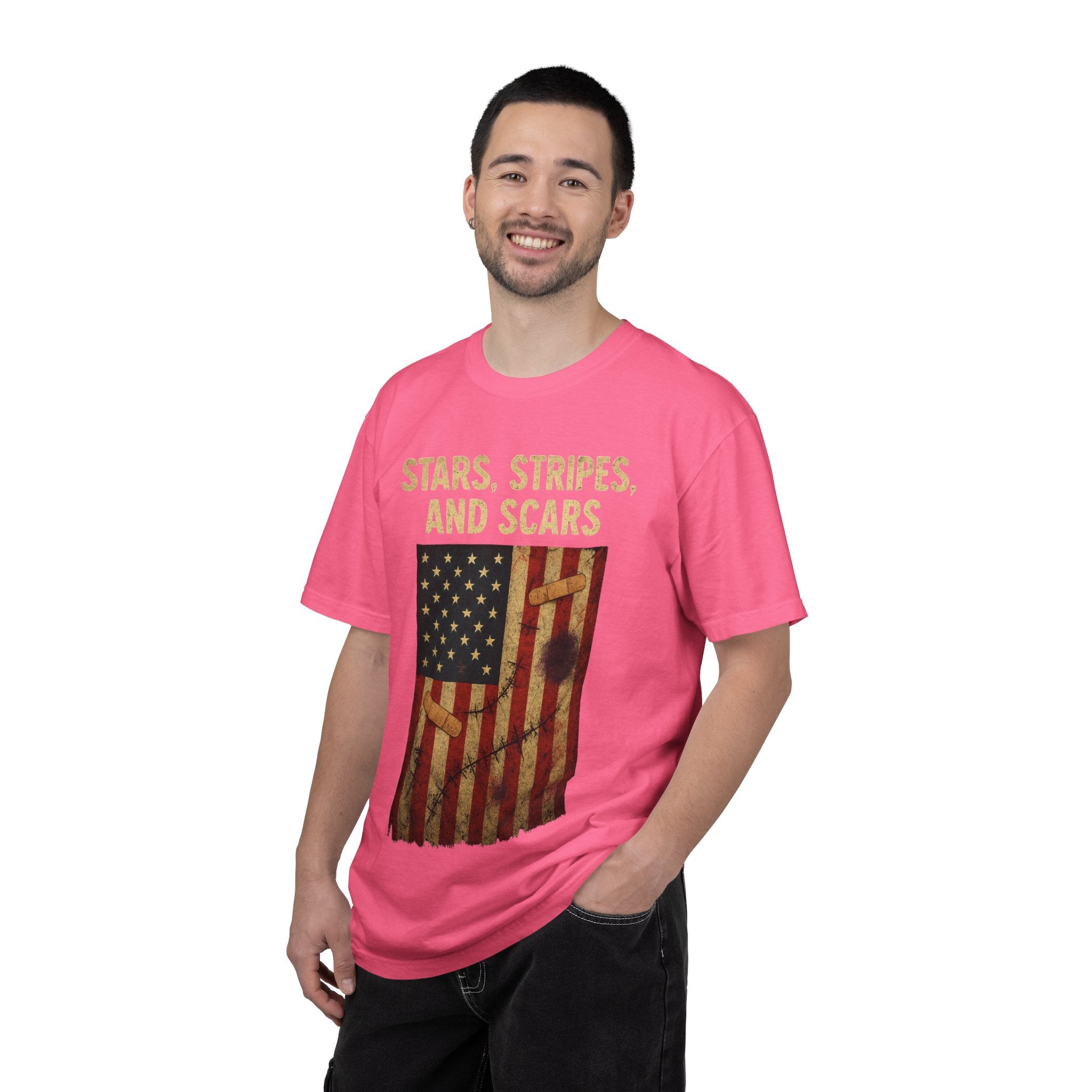 "STARS, STRIPES, AND SCARS" Unisex Garment-Dyed T-shirt