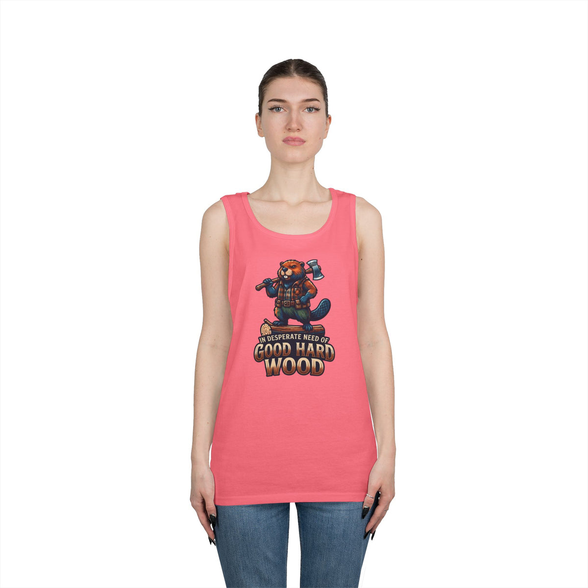 Color: Safety Pink | In Desperate Need of Good Hard Wood Tank Top