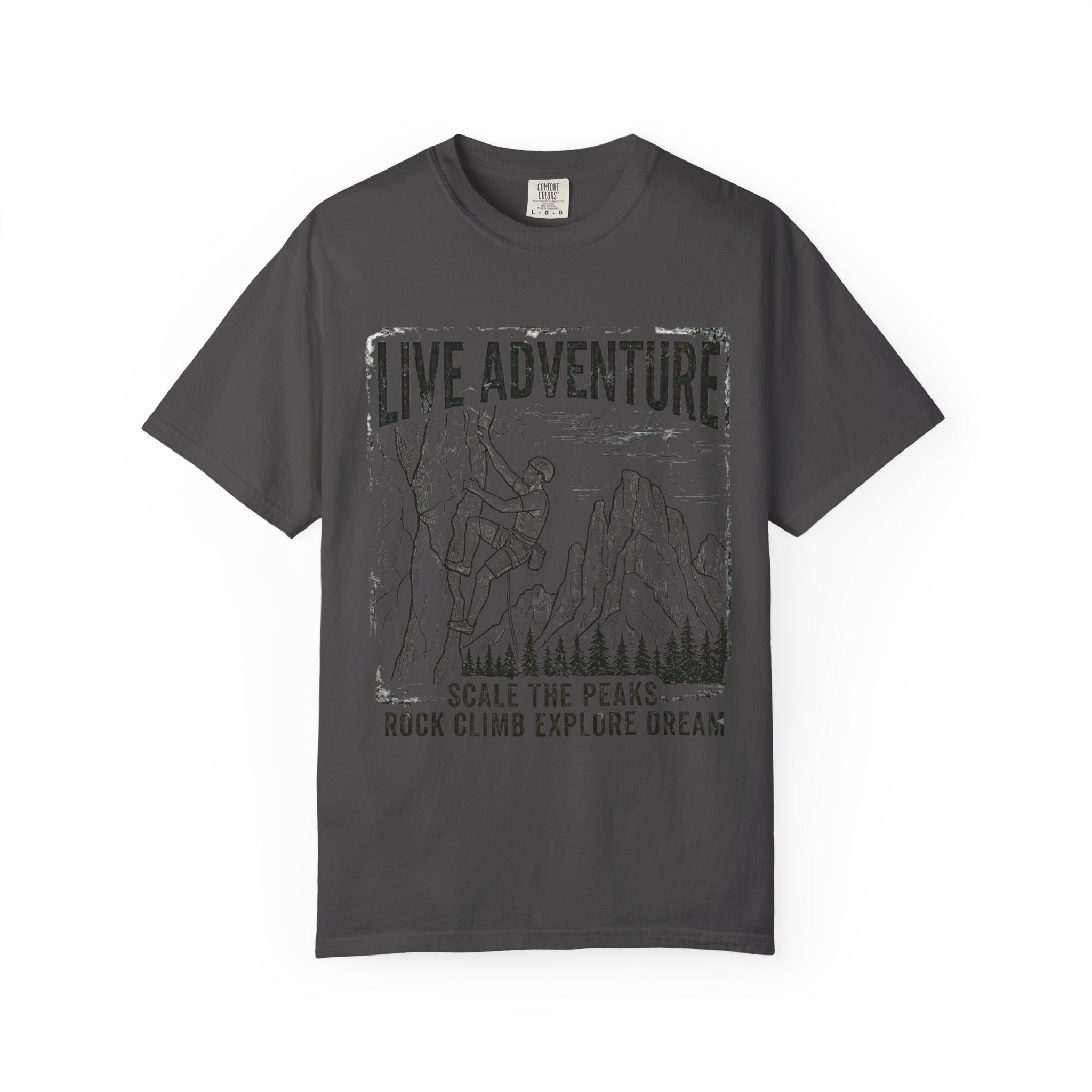 "Live Adventure - Climb" Unisex Garment-Dyed Tee